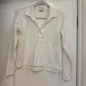 AYR Cropped Long-Sleeve Polo Top - White